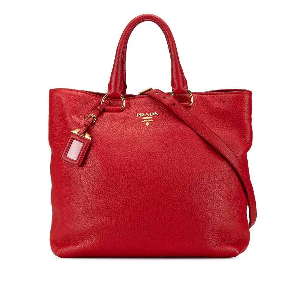 Red Prada Vitello Daino Satchel - image 1