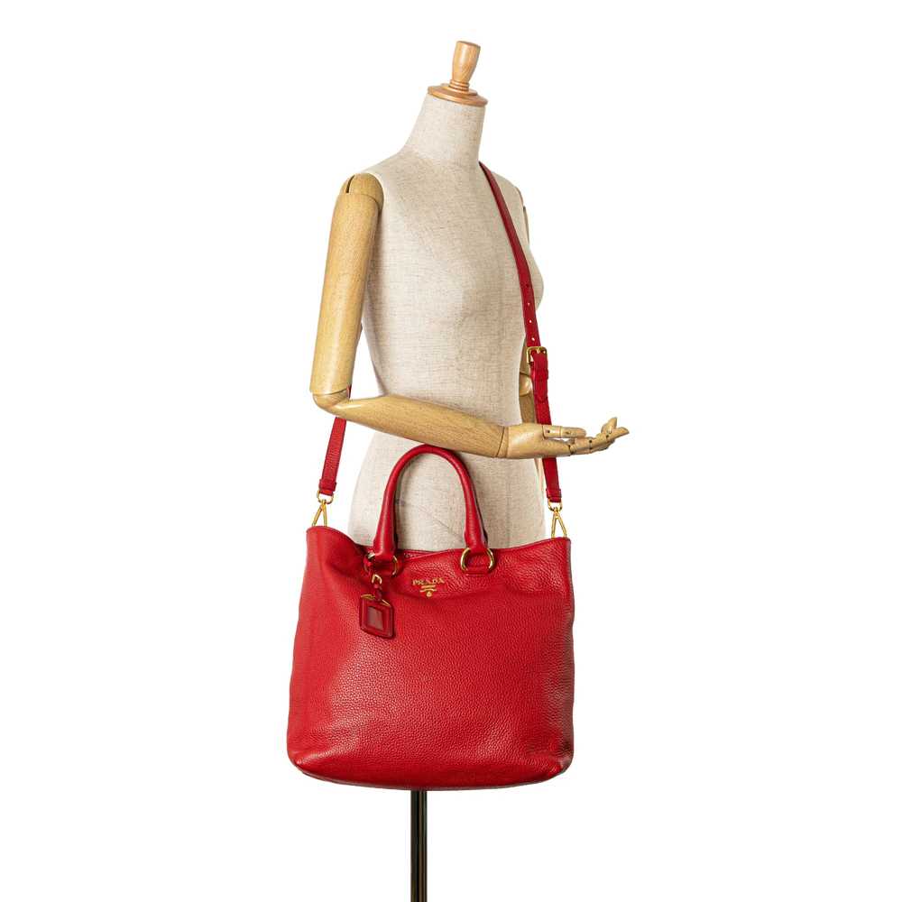 Red Prada Vitello Daino Satchel - image 9