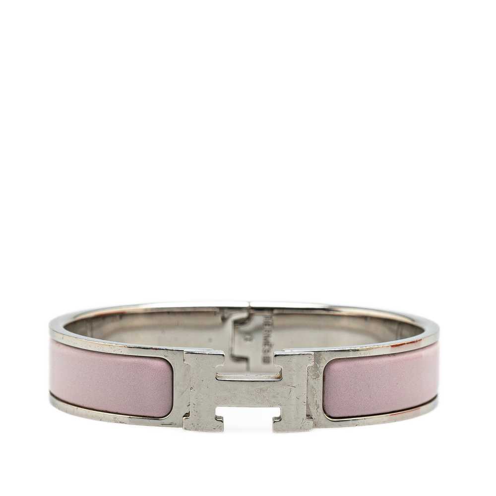 Pink Hermès Narrow Enamel Clic H Bracelet - image 1