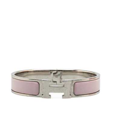 Pink Hermès Narrow Enamel Clic H Bracelet - image 1