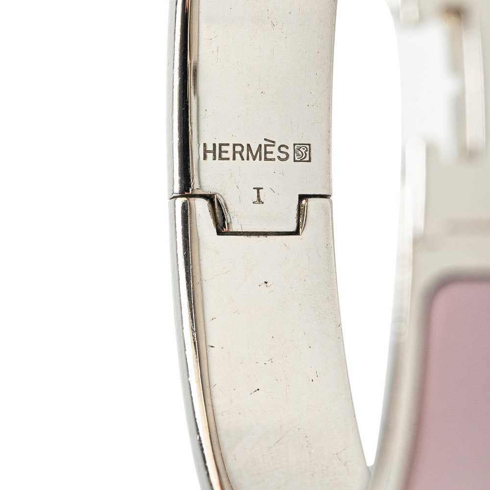 Pink Hermès Narrow Enamel Clic H Bracelet - image 4