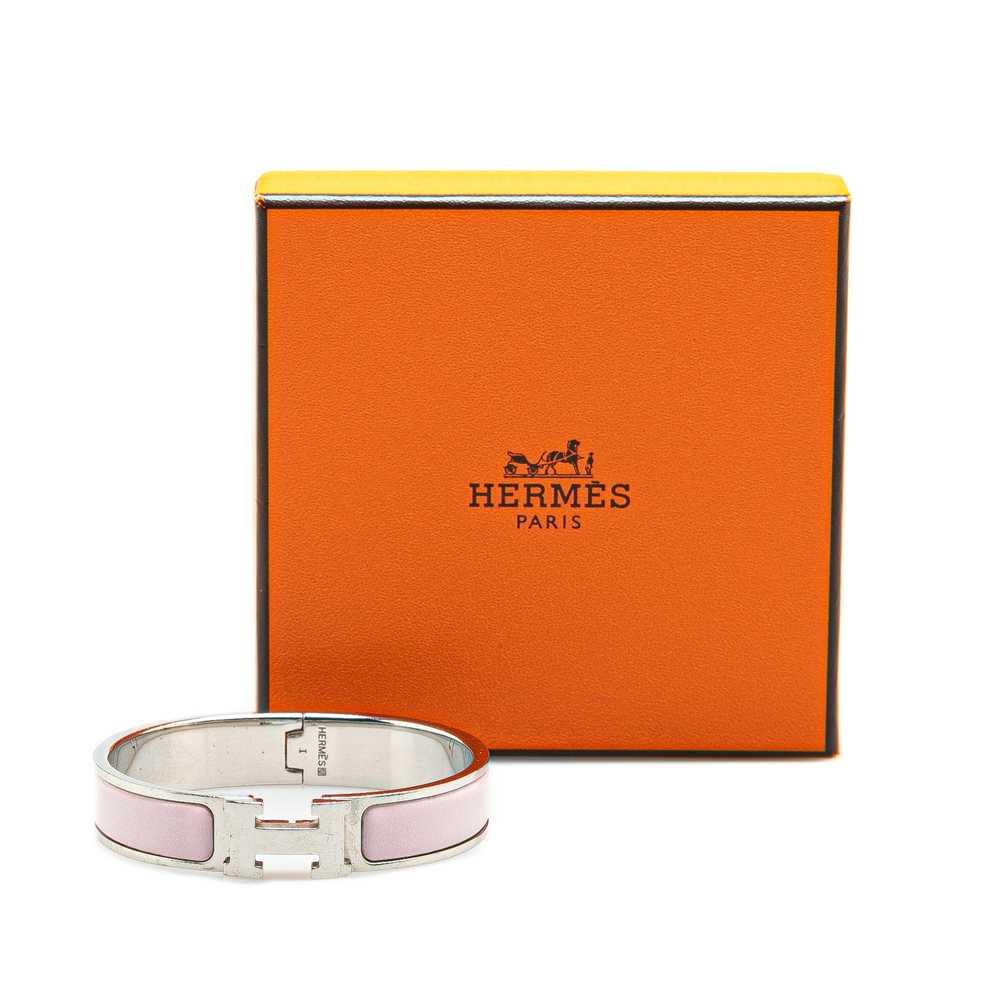 Pink Hermès Narrow Enamel Clic H Bracelet - image 5