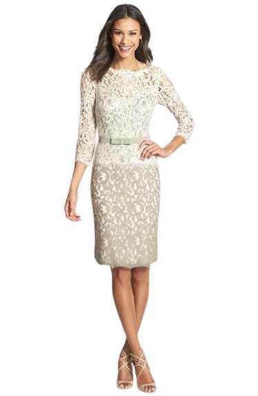 Tadashi Shoji grey beige dress