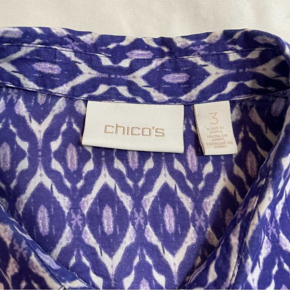 Chicos Chico's Purple Cotton Ikat 3/4 Sleeve Butt… - image 6