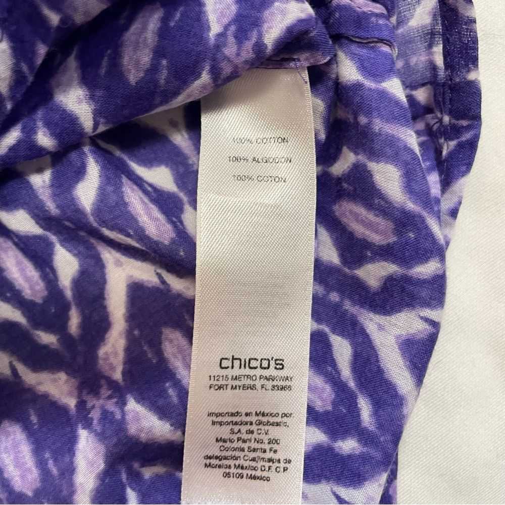 Chicos Chico's Purple Cotton Ikat 3/4 Sleeve Butt… - image 7