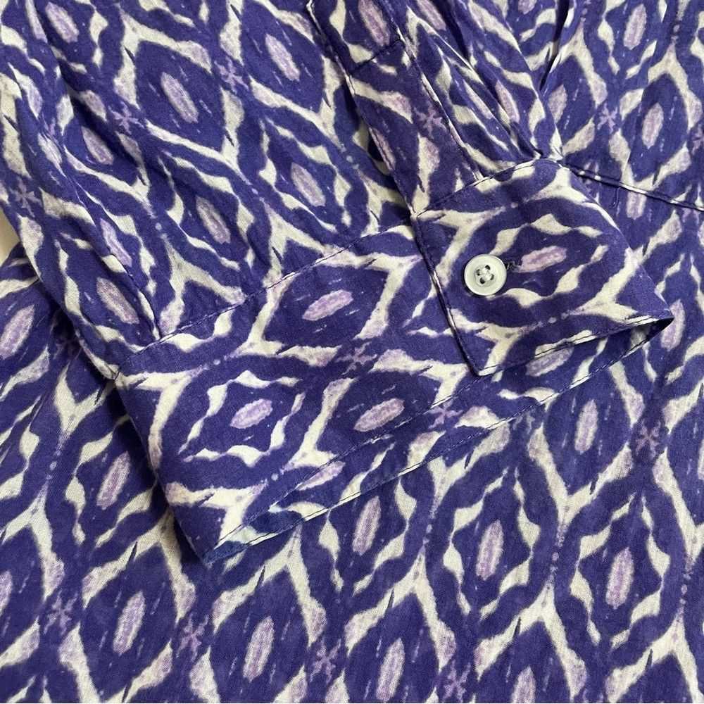 Chicos Chico's Purple Cotton Ikat 3/4 Sleeve Butt… - image 9