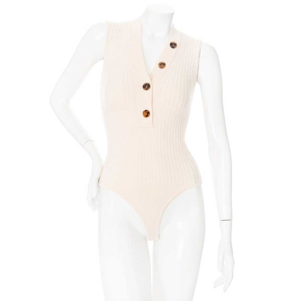 KHAITE Khaite Wool Blend Knit Button Down Bodysuit - image 1