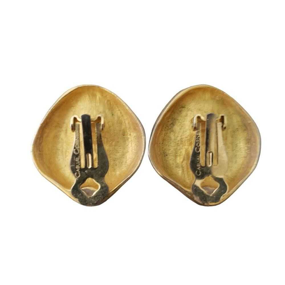 Designer Vintage Casual Corner Gold Tone Clip Ear… - image 4