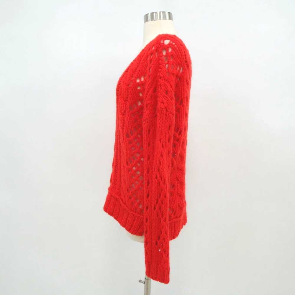 Free People Coral Red Chunky Cable Knit Wool Pull… - image 6