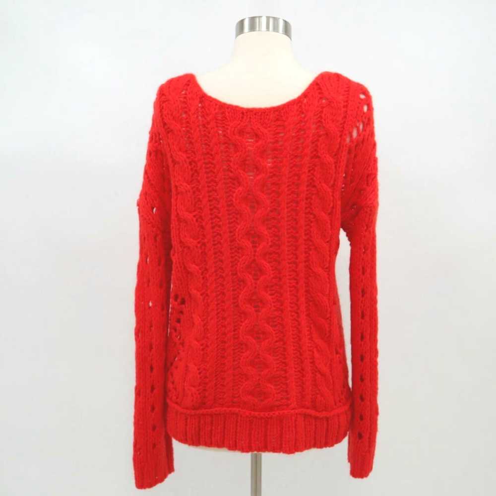 Free People Coral Red Chunky Cable Knit Wool Pull… - image 7