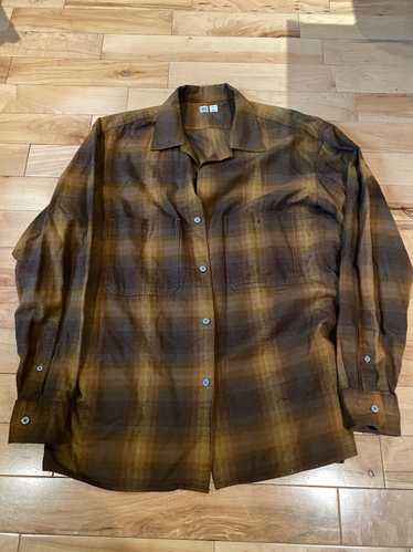 Uniqlo Uniqlo U Orange Brown Plaid Flannel Shirt