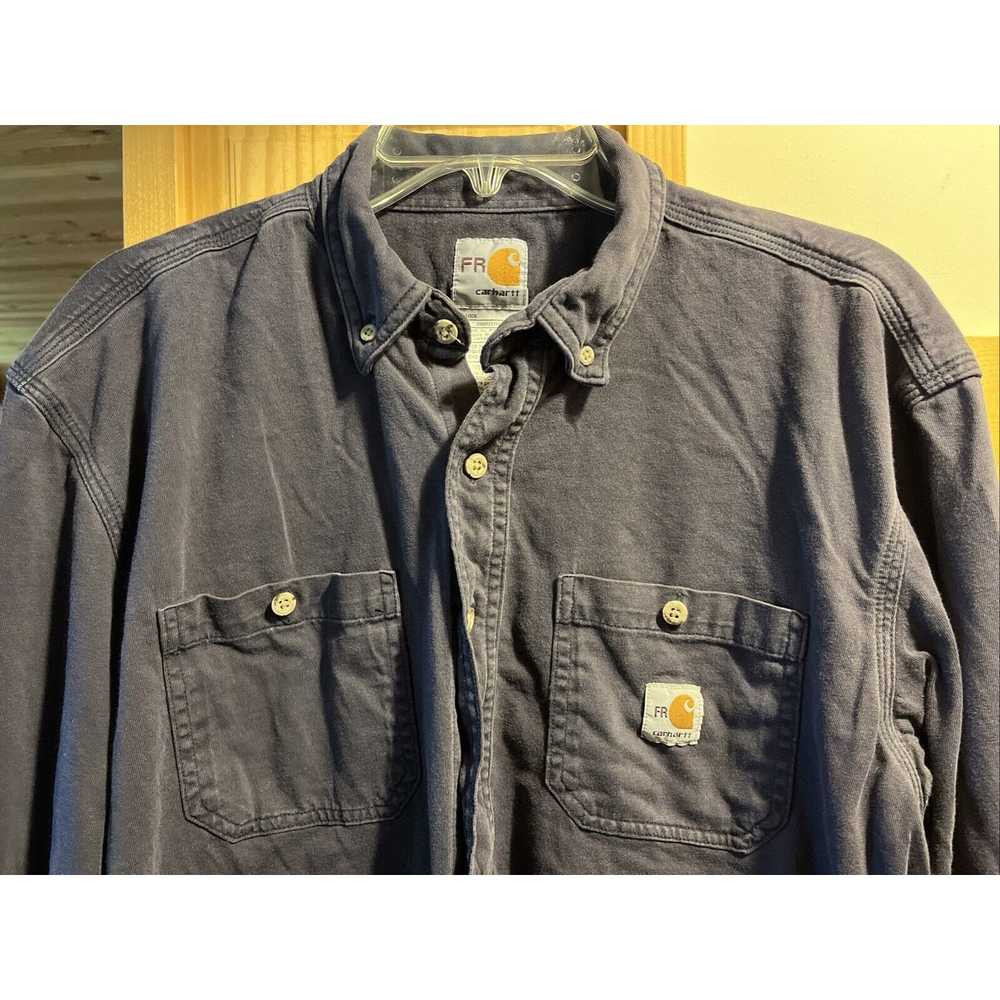 Carhartt Carhartt FR Shirt Mens L Navy Blue LS FL… - image 4