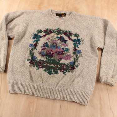 Eddie Bauer Floral Knit Wool Cottagecore Sweater … - image 1