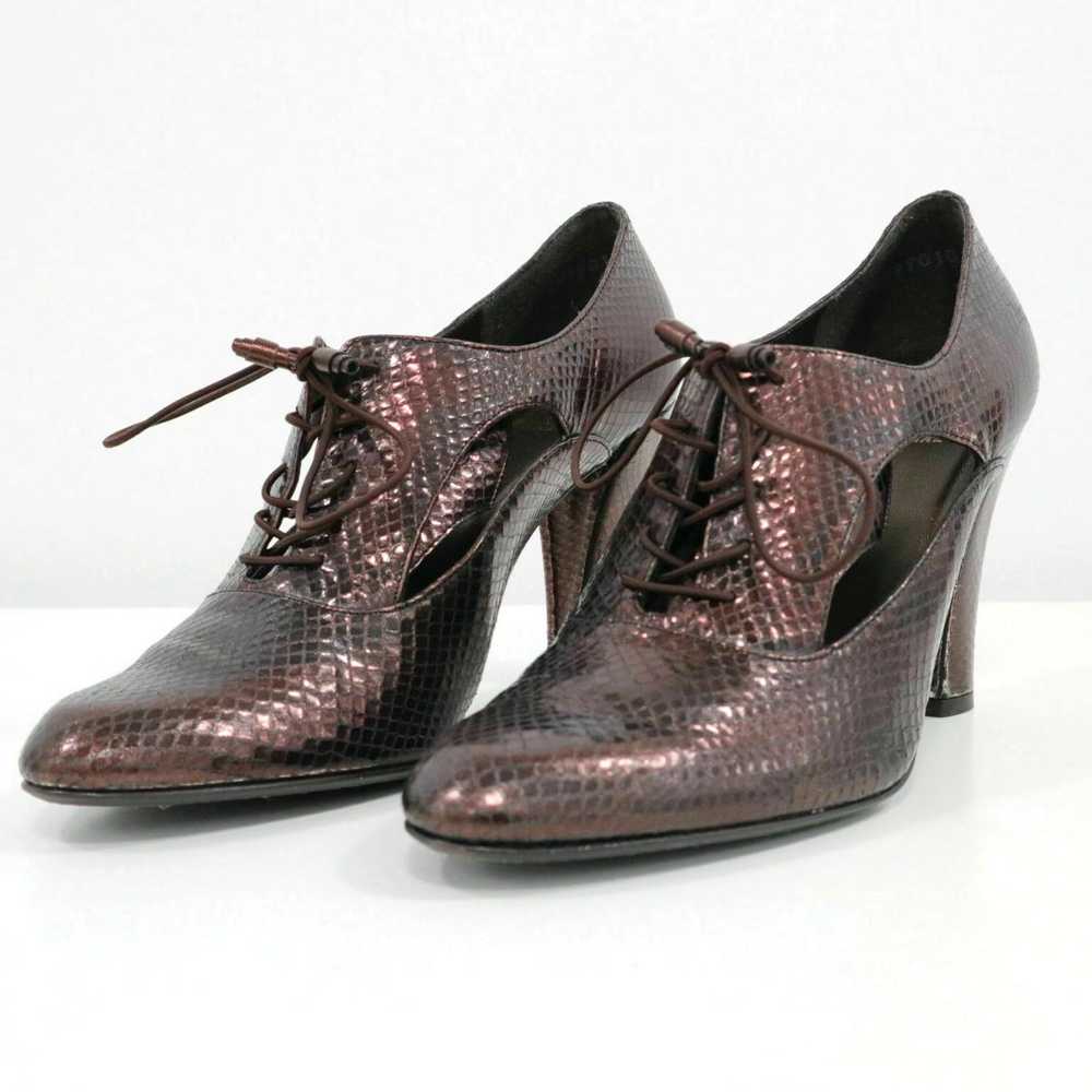 Stuart Weitzman Bronze Metallic Snake Embossed Le… - image 1