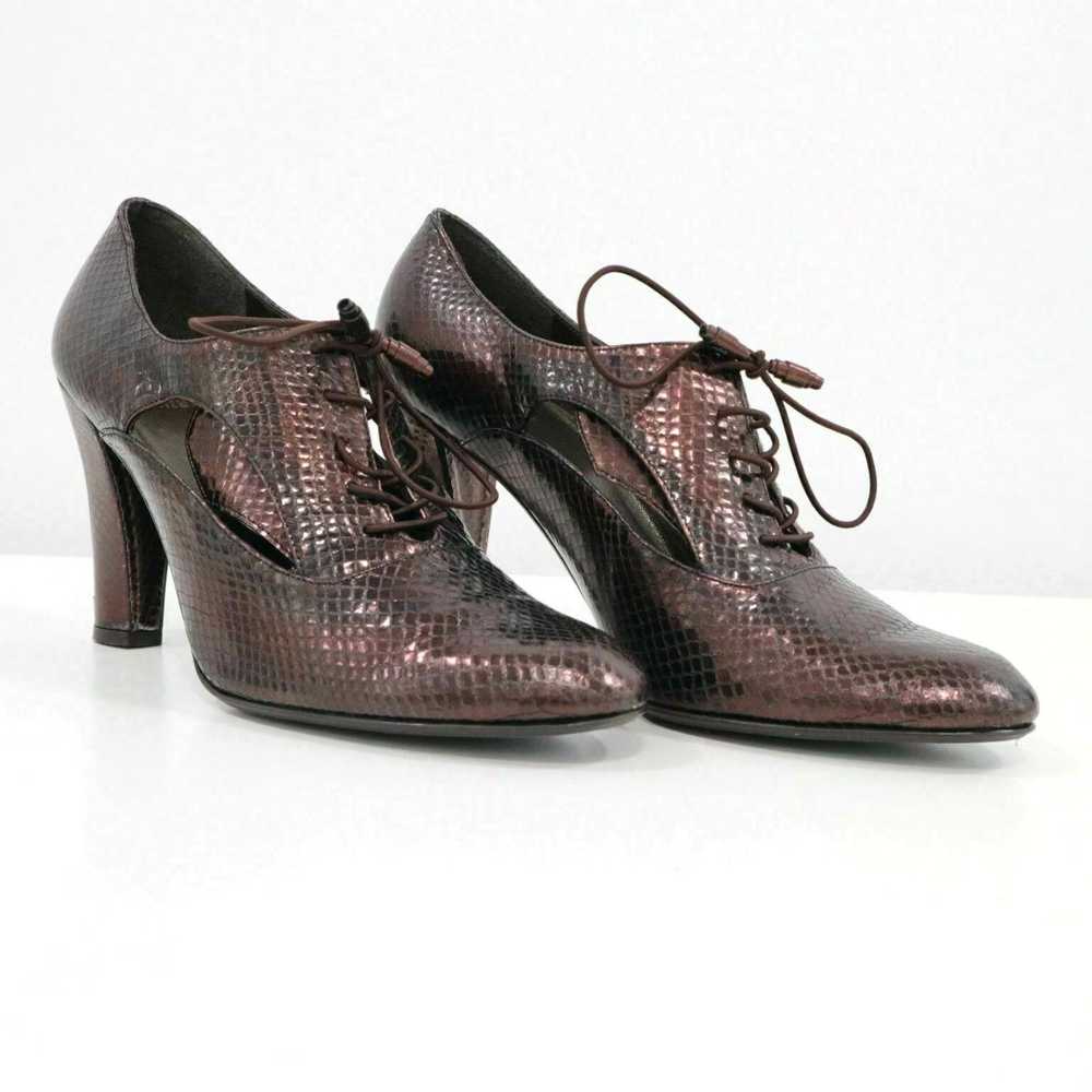 Stuart Weitzman Bronze Metallic Snake Embossed Le… - image 3