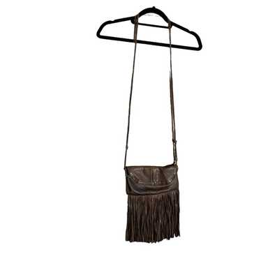 Genuine Leather Brown Fringe Small Crossbody Bag P