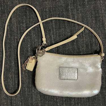 Vintage Coach Poppy Cream Sequined Crossbody