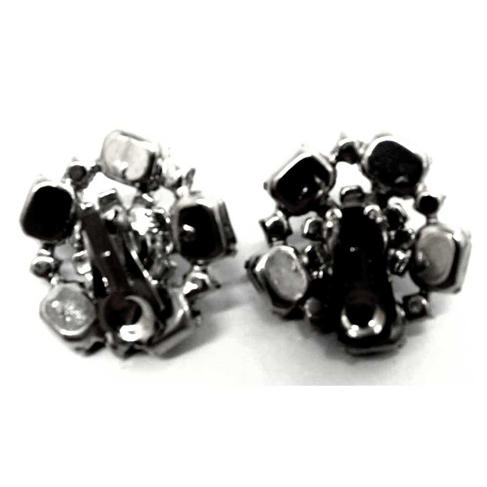 Other Vintage Dark & Light Blue Rhinestone Earrin… - image 2