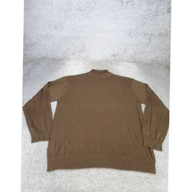 Vintage Silk Knit Brown Mock Neck Sweater for Men… - image 1