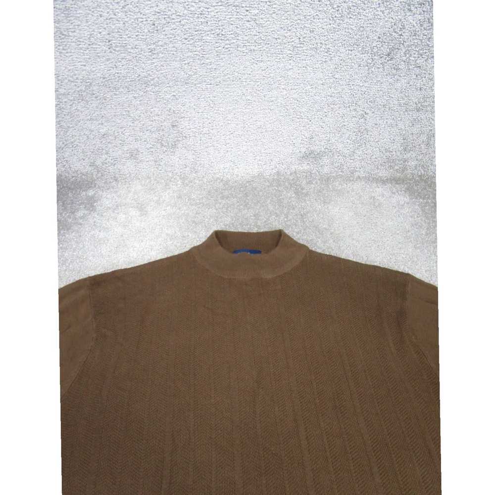 Vintage Silk Knit Brown Mock Neck Sweater for Men… - image 2