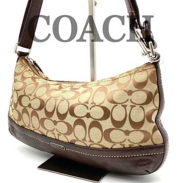 Coach Shoulder Bag Accessory Pouch Signature Brown