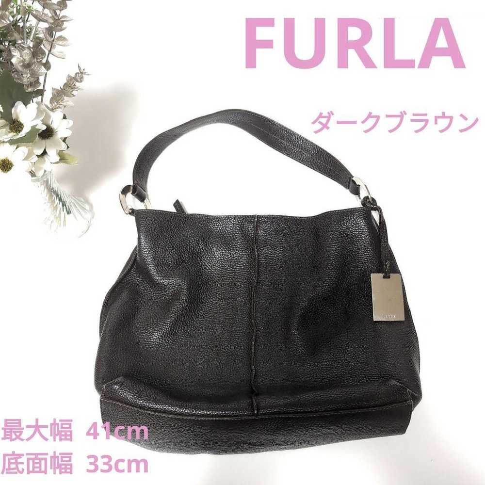 FURLA Leather Handbag Dark Brown Shoulder Bag - image 1