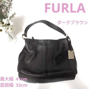 FURLA Leather Handbag Dark Brown Shoulder Bag - image 1