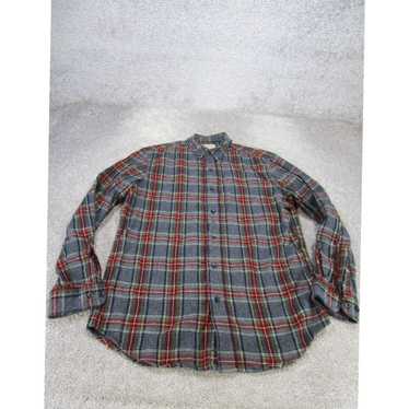 Vintage Authentic Gray Cotton Plaid Button Front … - image 1