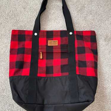 Eddie Bauer Red Black Plaid Tote 15 x 18 Never Us… - image 1