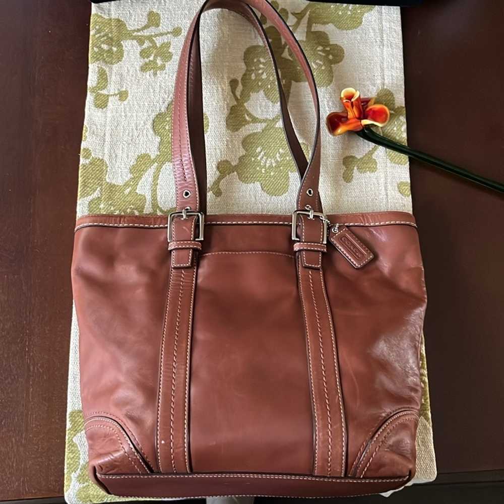 VTG Coach Hampton F12607 Vintage Brown Leather To… - image 1