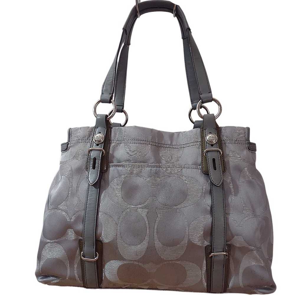 COACH Signature Canvas Leather Tote Gray - image 2