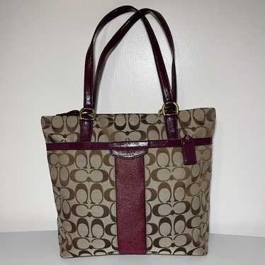 Coach Burgundy Stripe buy Tote