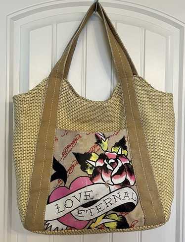 エド・ハーディー　ラブキルバッグ　ハンドバッグ　Y2K 　Ed Hardy Ed Hardy Double Handle Bag Black Rose of Death Skull Rose