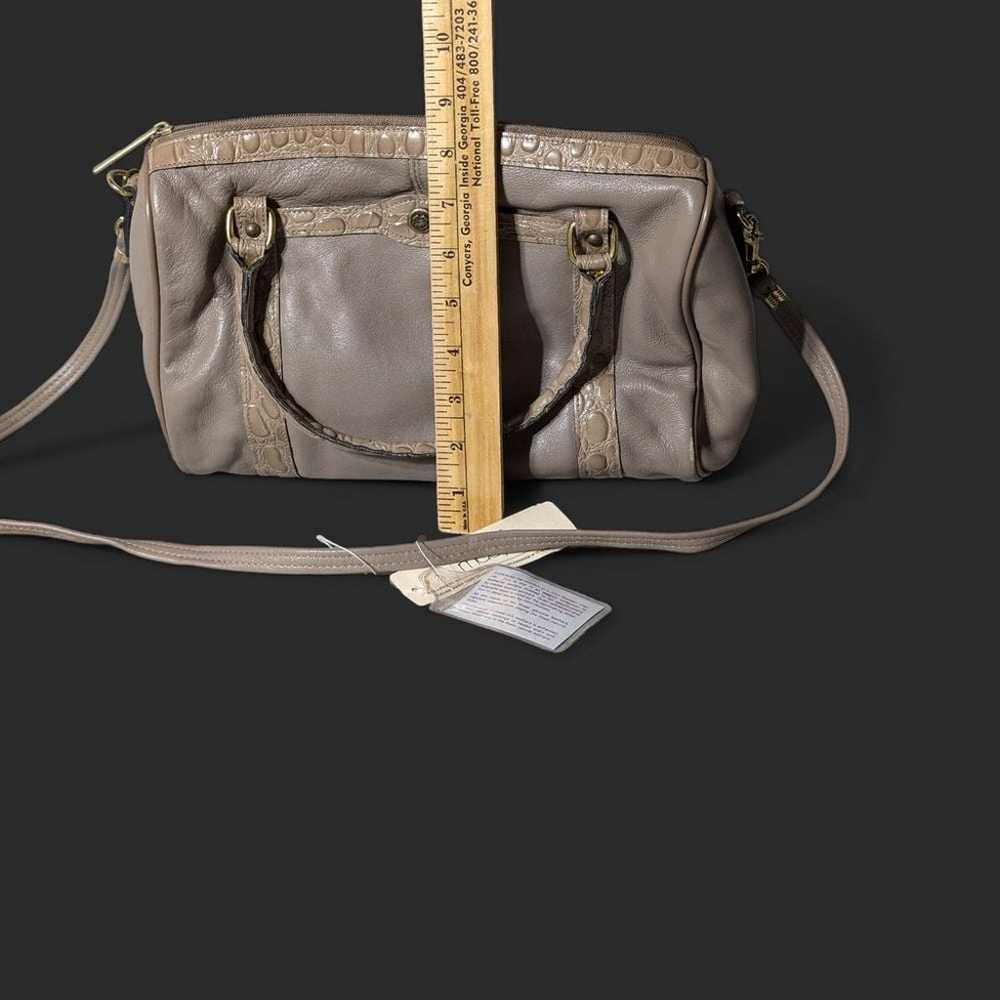 John Romaine Beige Leather Shoulder Bag with Croc… - image 7