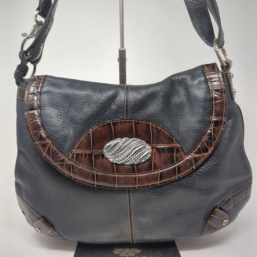 Brighton Black Western Shoulder Bag Leather Brown… - image 2