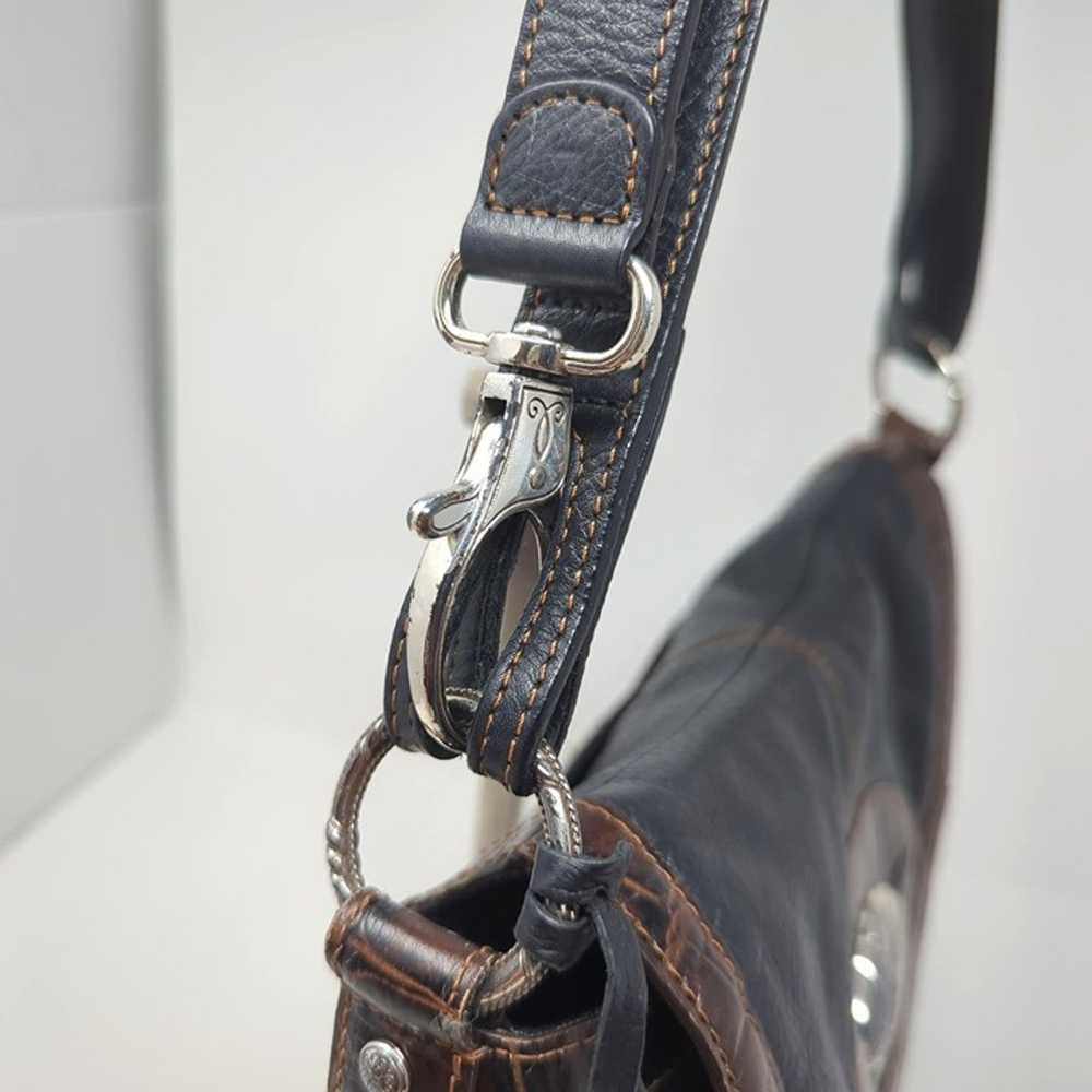 Brighton Black Western Shoulder Bag Leather Brown… - image 5