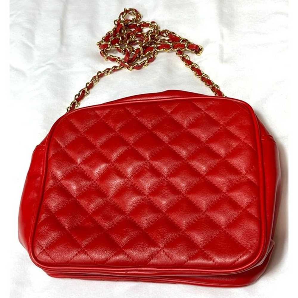 Medallion Red Quilted Genuine Leather Handbag & C… - image 2