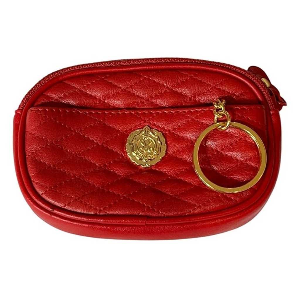 Medallion Red Quilted Genuine Leather Handbag & C… - image 3