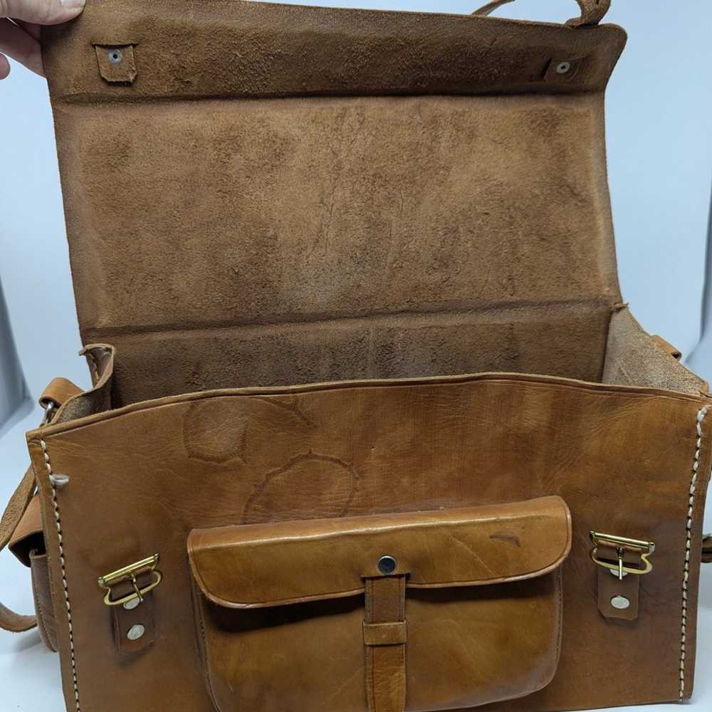 Vintage Leather Camera Messenger Bag Tan - image 11