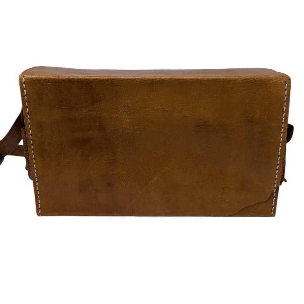 Vintage Leather Camera Messenger Bag Tan - image 3