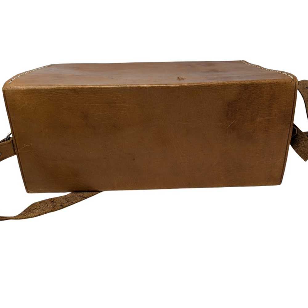 Vintage Leather Camera Messenger Bag Tan - image 4