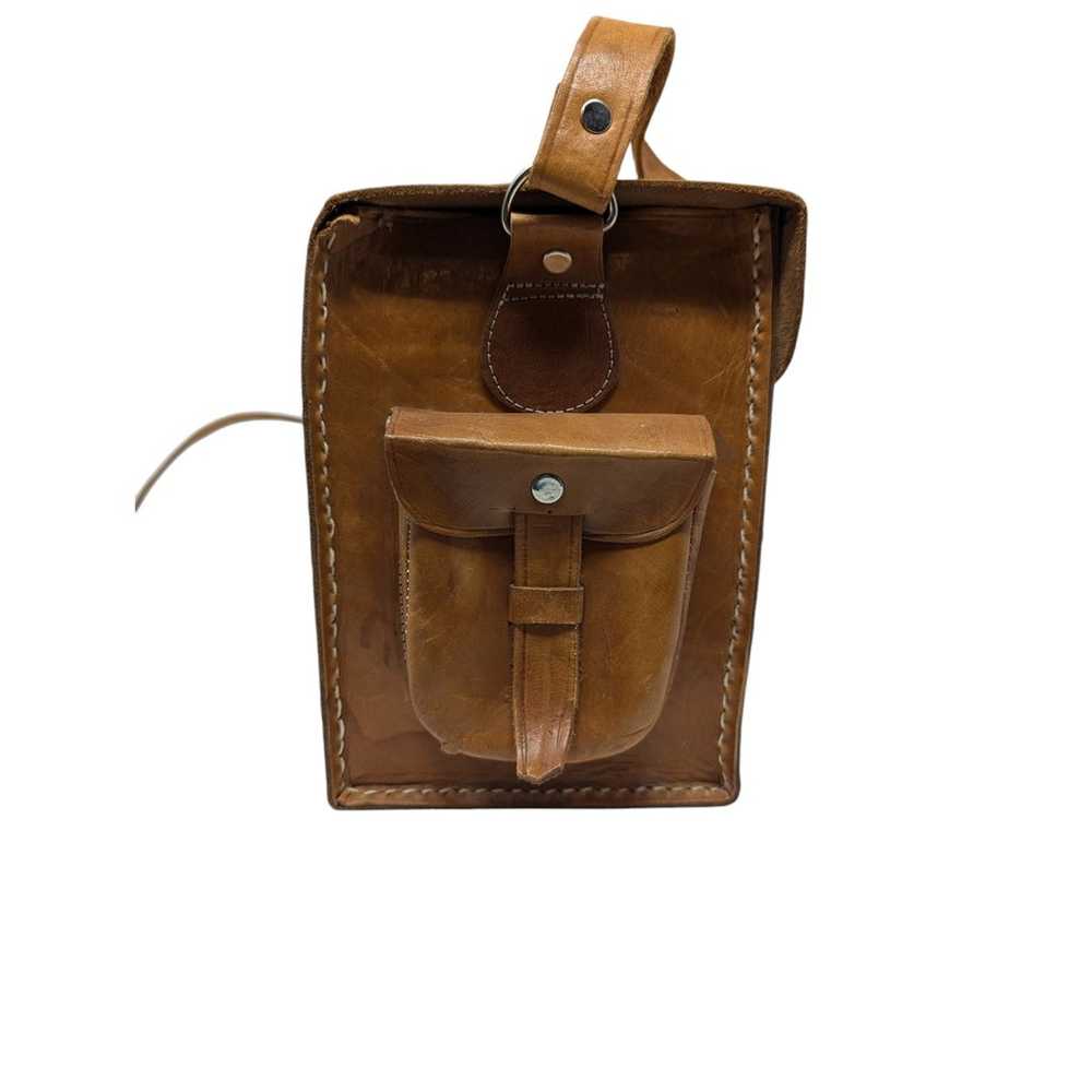 Vintage Leather Camera Messenger Bag Tan - image 5