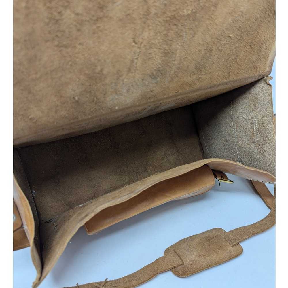 Vintage Leather Camera Messenger Bag Tan - image 9