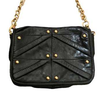 Badgley Mischka Black Leather Gold Studded Bag - image 1