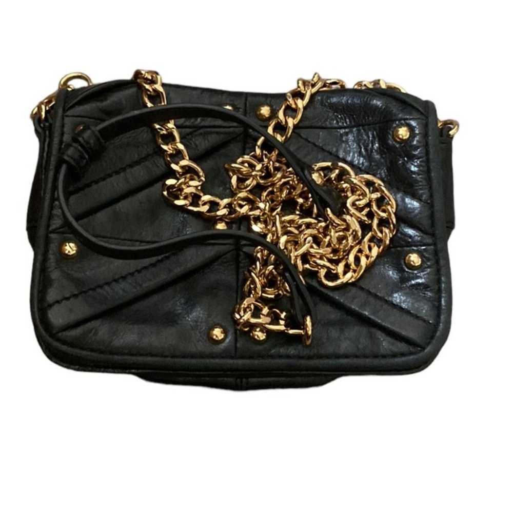 Badgley Mischka Black Leather Gold Studded Bag - image 7