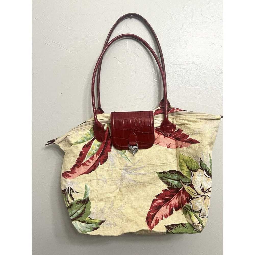 Vintage Brighton Floral Hawaiian Barkcloth Travel… - image 1