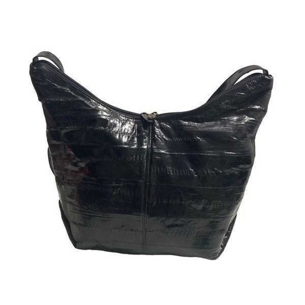 SUNCO EEL Skin Black Handbag Crossbody Large 9.5X… - image 3