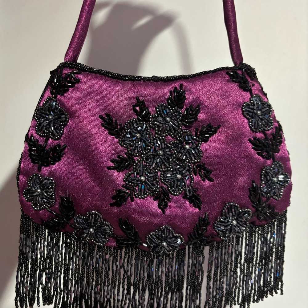 ✨ VINTAGE RARE 50s SMALL BEADED SATIN MINI PURSE … - image 3