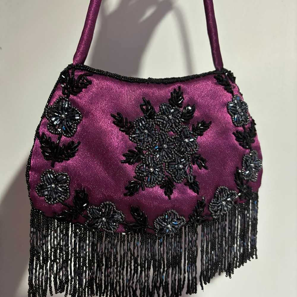 ✨ VINTAGE RARE 50s SMALL BEADED SATIN MINI PURSE … - image 4