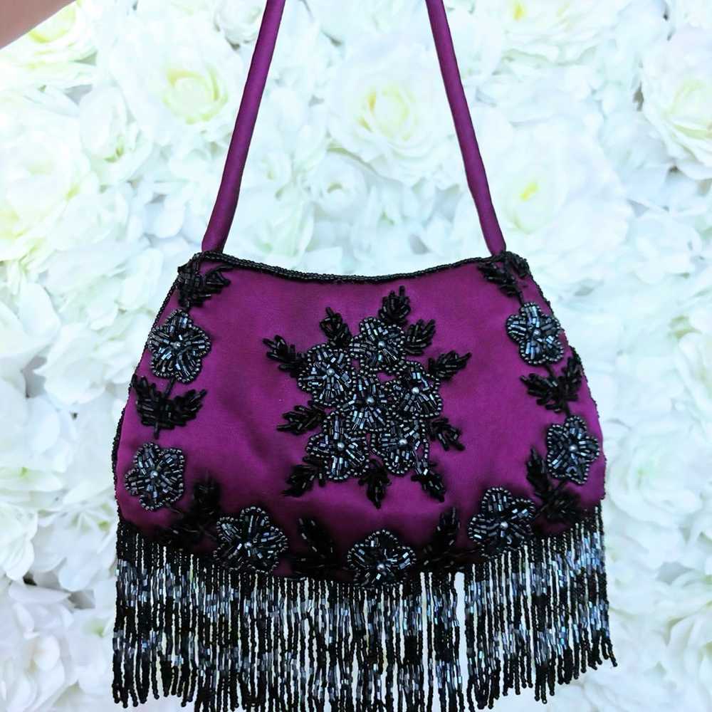 ✨ VINTAGE RARE 50s SMALL BEADED SATIN MINI PURSE … - image 9